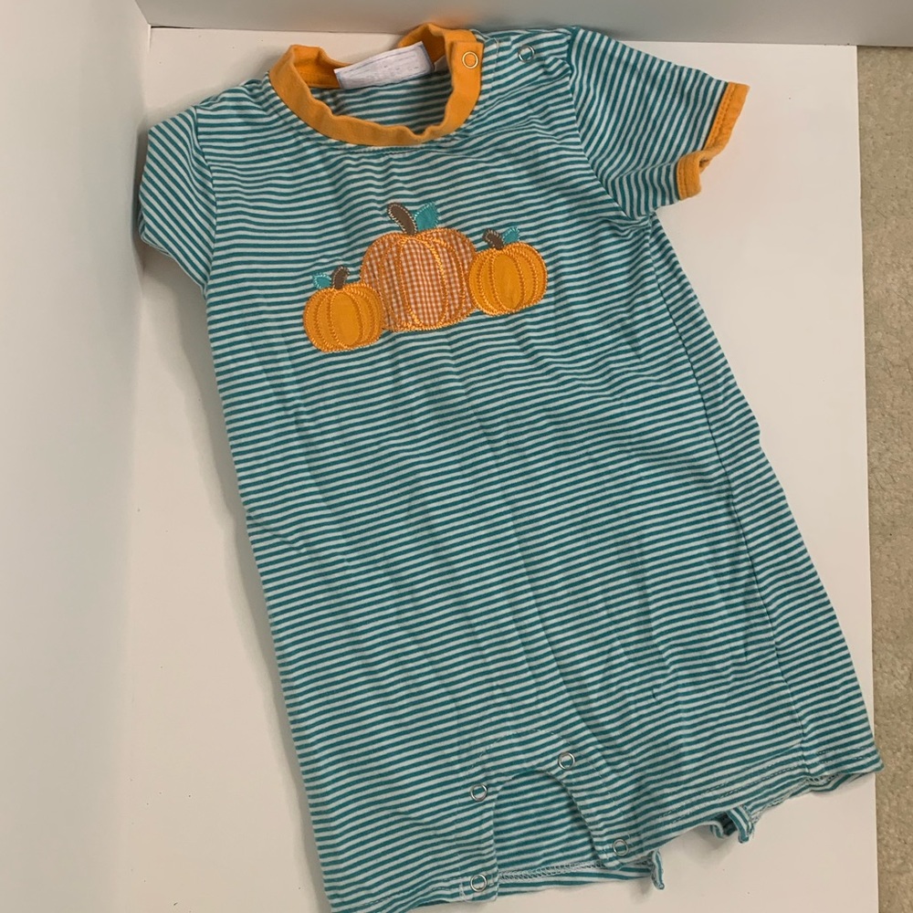 Trotter St Kids pumpkin romper 18m